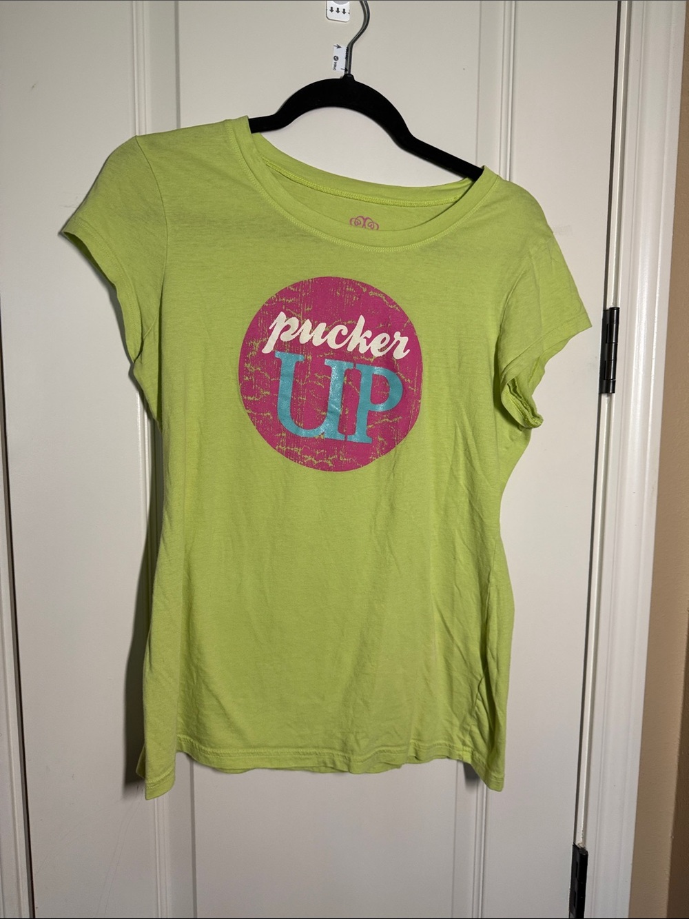 Victoria's Secret Lime Green 'Pucker Up' Graphic Short Sleeve Tee